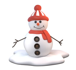 Snowman isolated on transparent background.