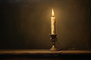 a solitary illuminated candle in a dim corner signifies the intensity of solitude. Generative AI