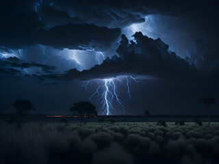 lightning over the mountains