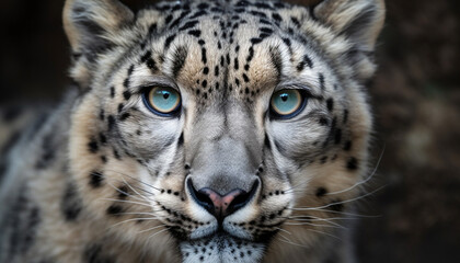 Majestic tiger staring, striped fur in focus generative AI