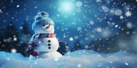 christmas snowy winter snowman snowflakes falling background cinematic