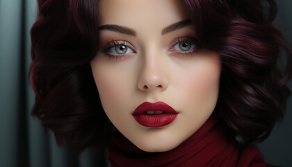 Fototapeta premium Beautiful young woman exudes elegance and sensuality in glamour portrait generated by AI