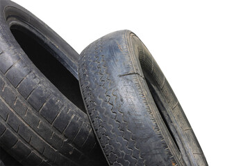 old worn damaged tires isolated on white background - 659667173