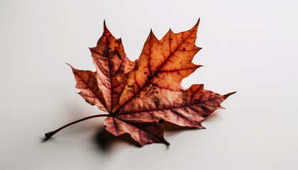 Fototapeta premium Vibrant autumn maple leaf, on white generative AI