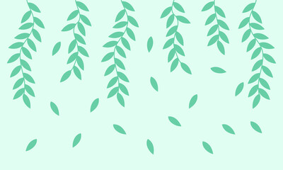Simple background,  green branches and leaves, vector