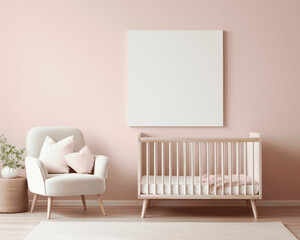 Mock up poster frame for baby's room interior
