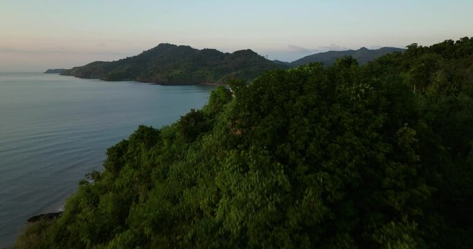 Drone view above the sea of a secret beach in El Nido, Philippines