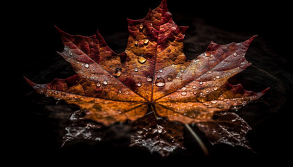 Naklejka premium Vibrant maple leaf, autumn beauty in nature generative AI