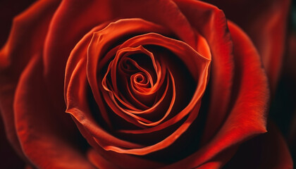 Vibrant rose petals symbolize love and passion in nature beauty generated by AI