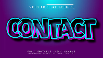 Naklejka na ściany i meble 3D Text Effect _Fully Editable and Scalable Vector (Contact)