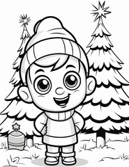 child with a christmas tree