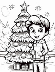 boy with a Christmas tree
