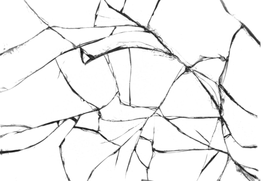 Broken glass texture. Bullet hole. Transparent background