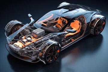 Foto auf Glas Exploded view of futuristic sports car. © Nicole