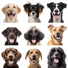many faces of dogs breed in seamless pattern