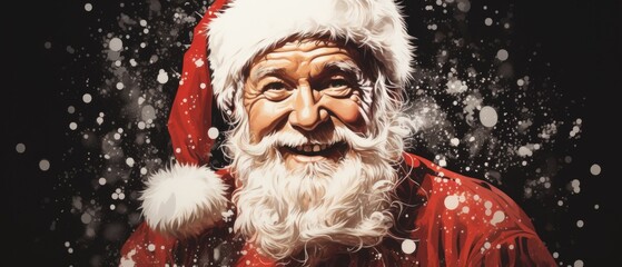 Portrait of santa claus on a black background. christmas and christmas.