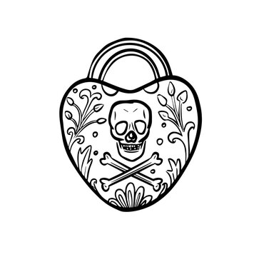 Skull key lock vector illustration image