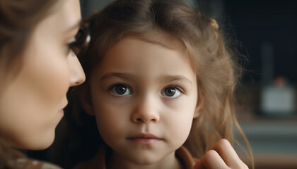 Smiling mother and daughter, pure love captured generative AI