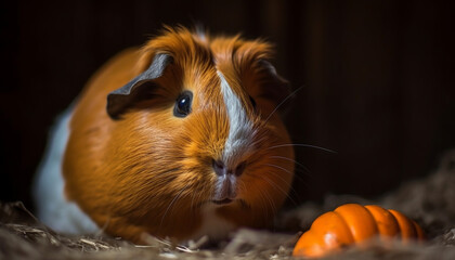 Fluffy guinea pig munches on fresh veggies generative AI