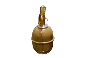 Fototapeta na wymiar An army hand grenade used for imitation explosive effects in mock-up war games, isolated on white background.