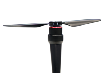 The technology behind the propeller of a remote military drone for attack missions, isolated on white background.