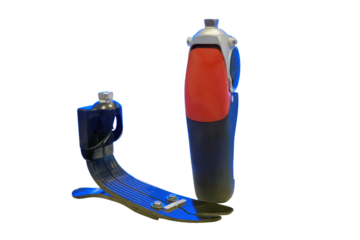 The use of artificial limbs in healthcare and medicine has revolutionized the lives of many amputees, isolated on white background.