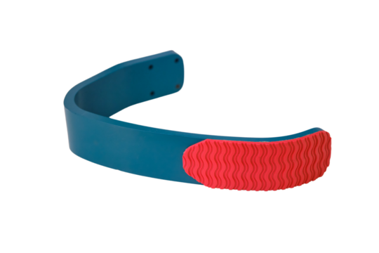 The person with a leg disability was able to walk again thanks to the advanced prosthetic equipment, isolated on white background.