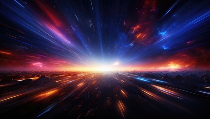 Futuristic speed motion with blue and red rays of light abstract background