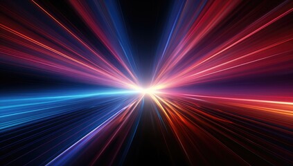 Futuristic speed motion with blue and red rays of light abstract background