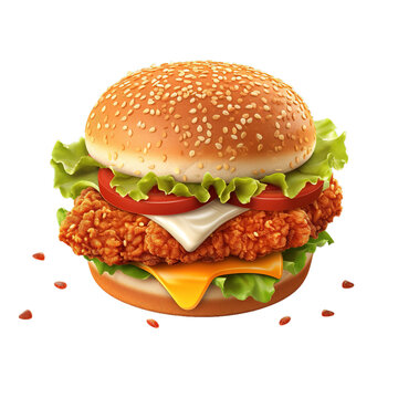 recommend clip art: 3d Fast food cartoon style chicken burger, Fast food icon