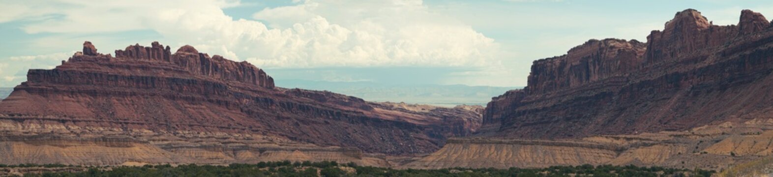 View of southern Utah rock formation along the Interstate 70 lookouts.  The rock formation is called the Black Dragon. 