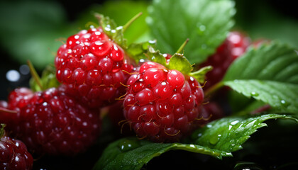 Juicy berry dessert, fresh from nature organic growth, refreshing summer treat generated by AI