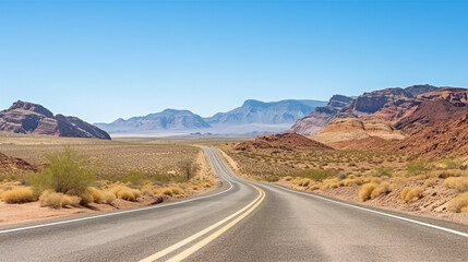 Fototapeta na wymiar A captivating snapshot of an untouched American desert road captured in raw and unfiltered style.
