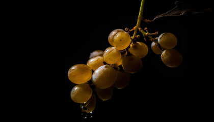 Ripe grape bunches on vineyard branch, a nature gourmet refreshment generated by AI