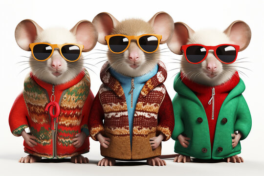 Three Blind Mice Wearing Ugly Christmas Sweaters