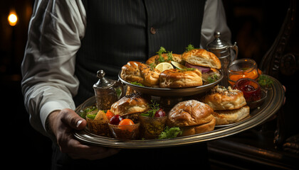 Freshly grilled chicken and vegetable salad, ready for lunch celebration generated by AI