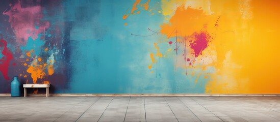 Various abstract art wall advertisements featuring colorful backgrounds and textures