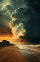 Thunderstorm approaching at the beach