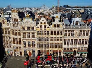 Naklejka premium drone photo Grand-Place, Grote Markt Bruxelles Belgique europe