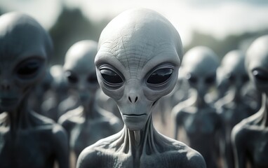 A group of gray aliens. alien creatures on earth. aliens from outer space.