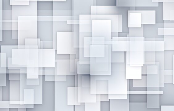 Abstract white background with geometric shapes, rectangles and squares. Generative AI © Deivison