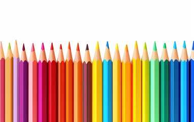 Various colored pencils on a white background, art and creativity. Generative AI