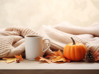 Fototapeta premium A warm and inviting autumn-themed background featuring a raw and rustic style with vivid colors.