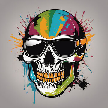 skull wearing sunglasses, Abstract background  