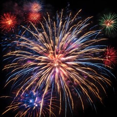 Fireworks Background Colorful Firework Wallpaper Fireworks Illustration Glowing Colorful Fireworks On Dark Sky AI Generative