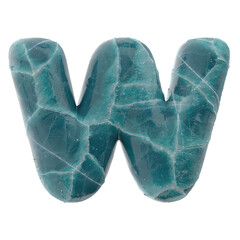 cracked ice letter W - Capital 3d frozen font - suitable for Nature, winter or Christmas related subjects