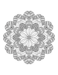 Mandala. Mandala Coloring Pages. Flowers and leaves for background, coloring page, and print on product. Vector illustration