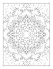 Mandala. Floral Mandala. Mandala Coloring Book For Adult. Mandala Coloring Pages. Mandala Coloring Book. Seamless vector pattern. Black and white linear drawing. coloring page for children and adults.