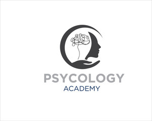 psychology care logo designs with head and hand figure logo