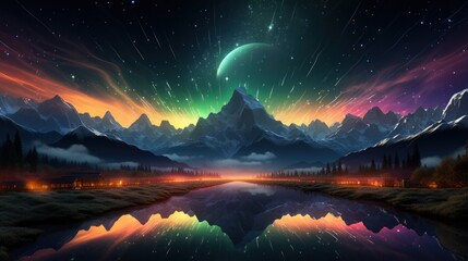 A surreal digital landscape with pixelated mountain ,UHD wallpaper